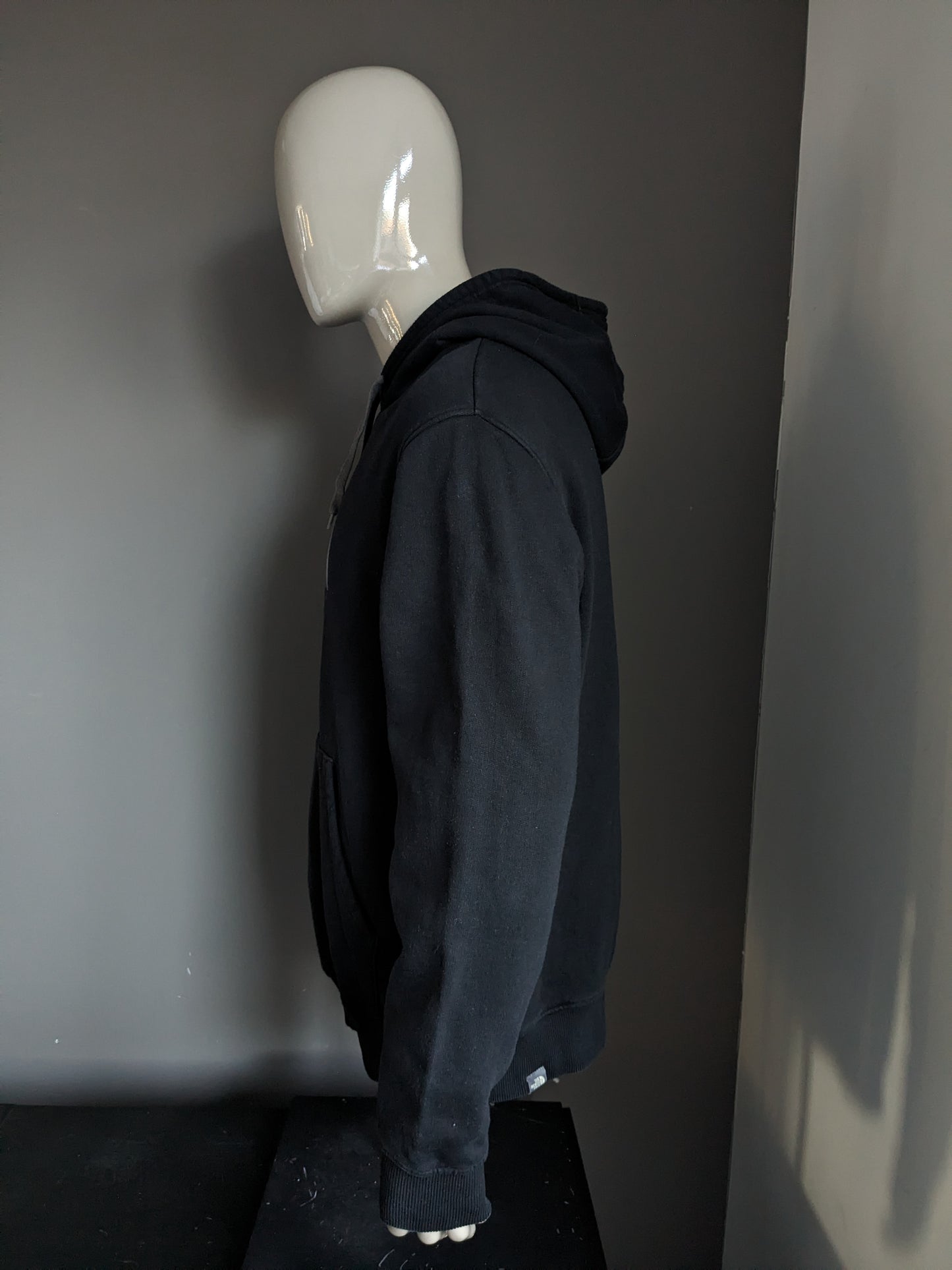 The North Face Hoodie. Black with print. Size L.