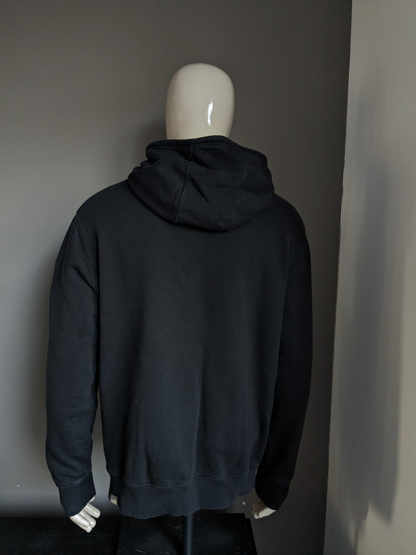 The North Face Hoodie. Black with print. Size L.