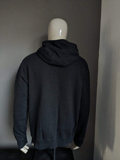 The North Face Hoodie. Black with print. Size L.