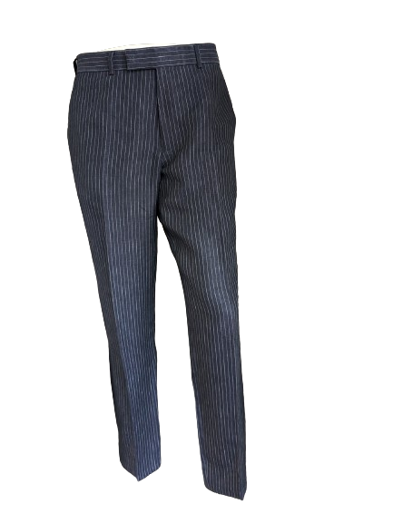 Pantalon en lin Hugo Boss. Rayé bleu et blanc. Taille 52 / L