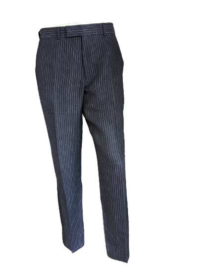 Pantalon en lin Hugo Boss. Rayé bleu et blanc. Taille 52 / L