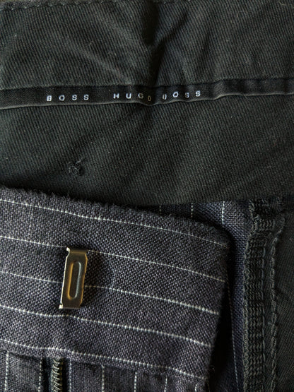 Pantalon en lin Hugo Boss. Rayé bleu et blanc. Taille 52 / L