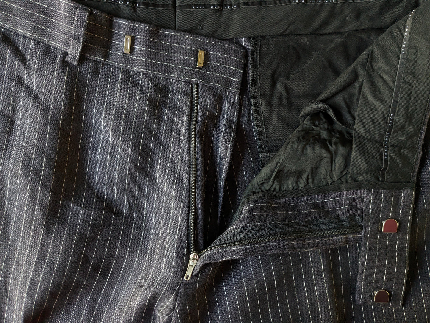 Hugo Boss linen trousers. Blue white striped. Size 52 / L