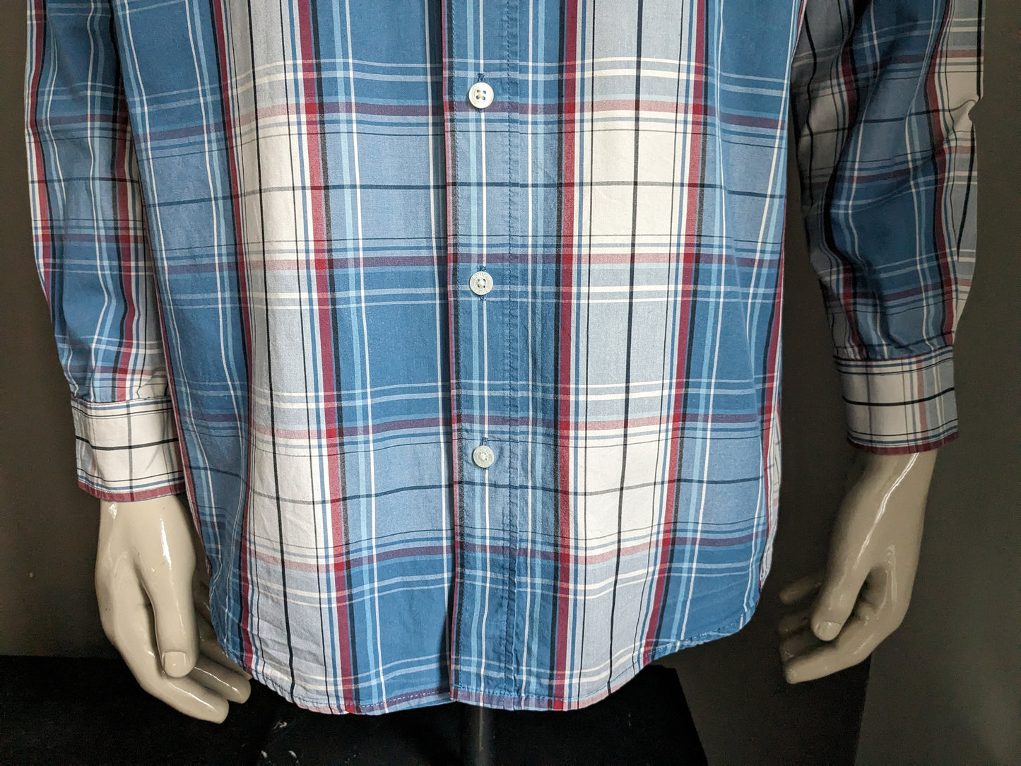 Bartlett Shirt. Blue rouge blanc à carreaux. Taille L.