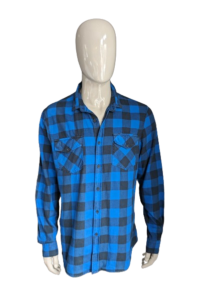 WE Fashion shirt. Blue black checkered. Size XXL / 2XL