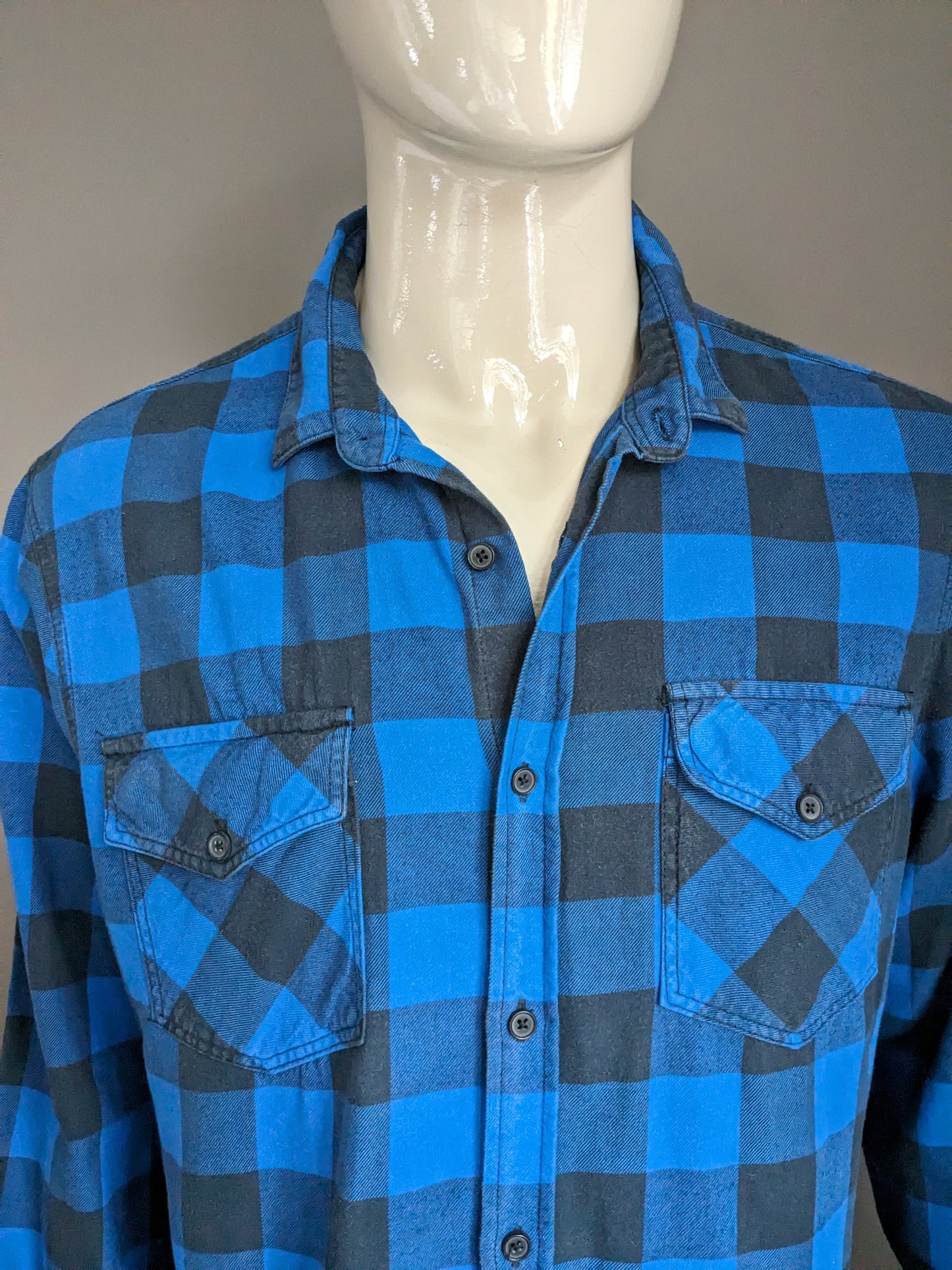 WE Fashion shirt. Blue black checkered. Size XXL / 2XL