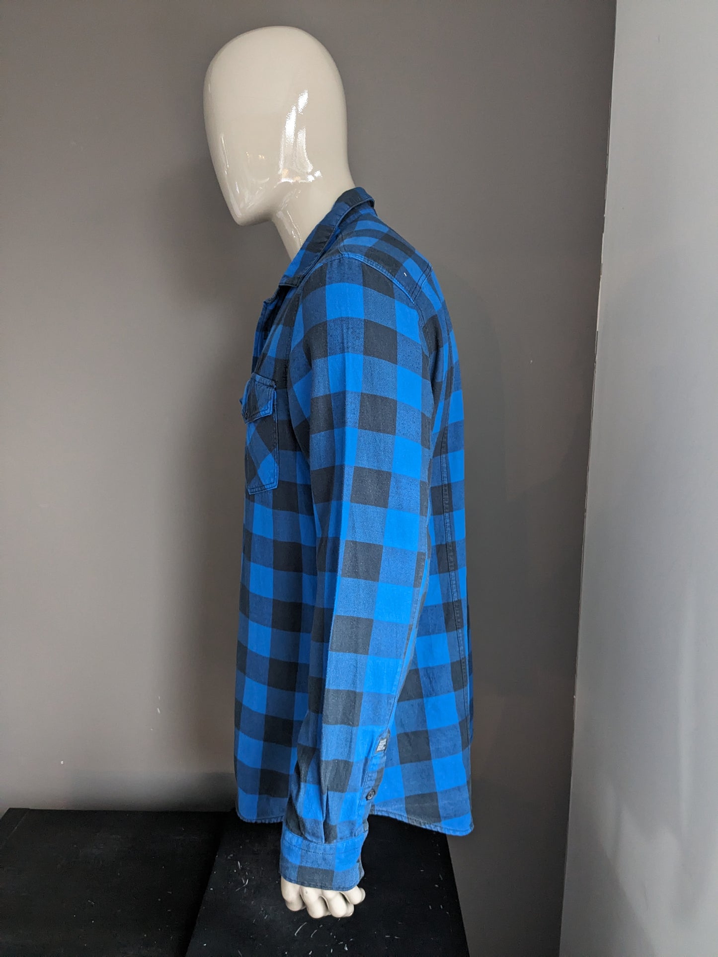WE Fashion shirt. Blue black checkered. Size XXL / 2XL