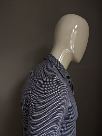 Only & Sons overhemd. Blauw wit motief. Maat M / S. Slim Fit.