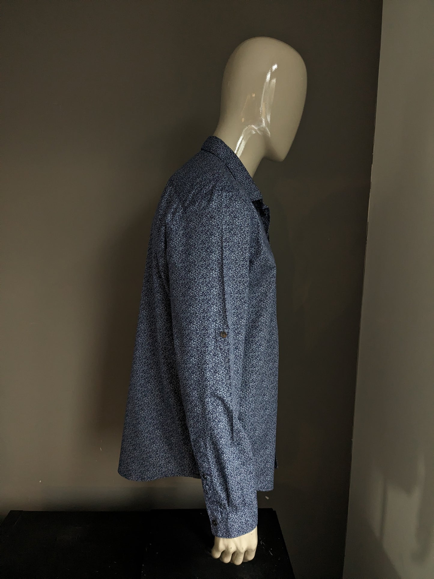 Calvin Klein overhemd. Blauwe print. Maat L.