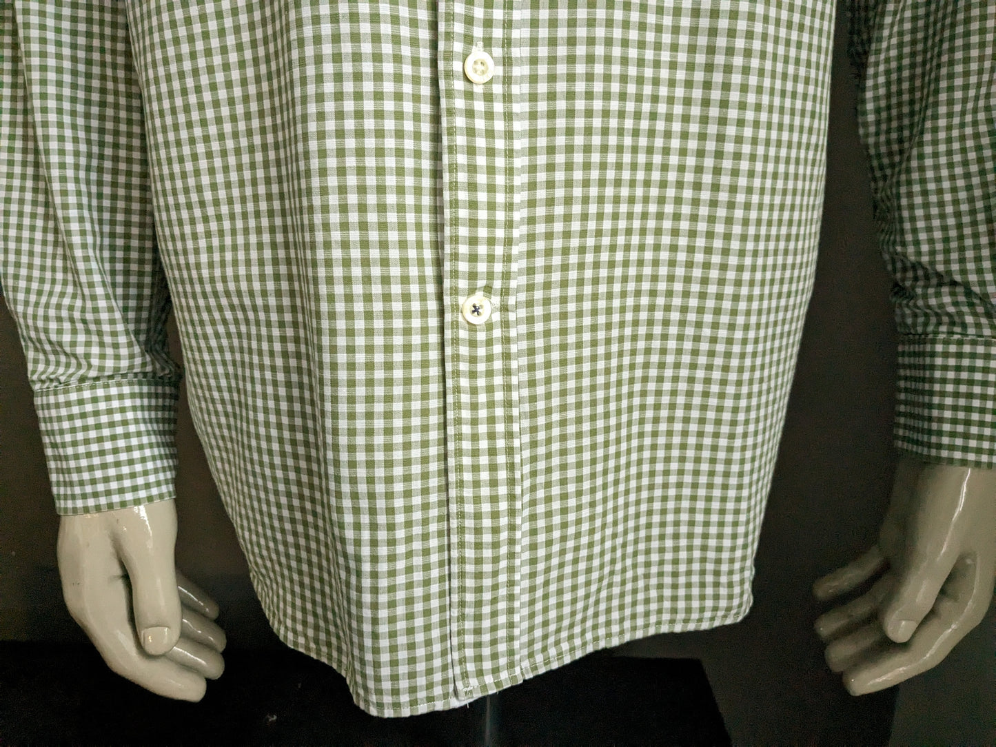 Chemise Cricket & Co. Carreaux verts et blancs. Taille XL.