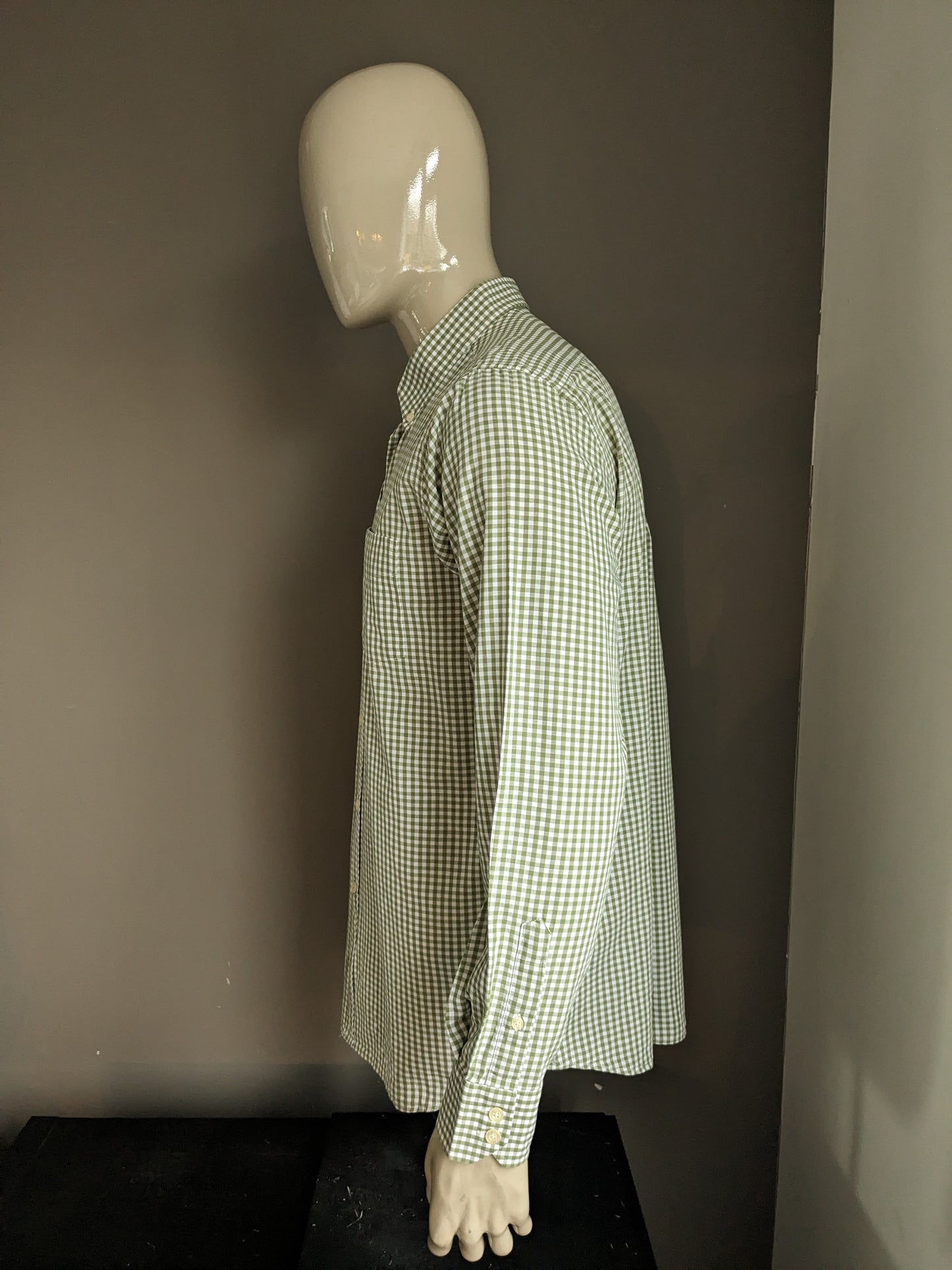 Chemise Cricket & Co. Carreaux verts et blancs. Taille XL.