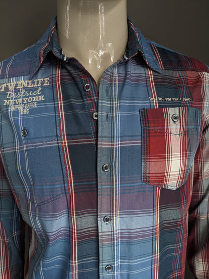 Camisa Twinlife. Azul rojo a cuadros. Talla L.