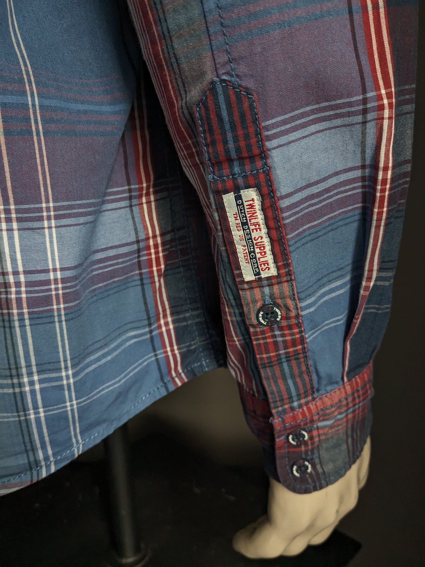 Camisa Twinlife. Azul rojo a cuadros. Talla L.