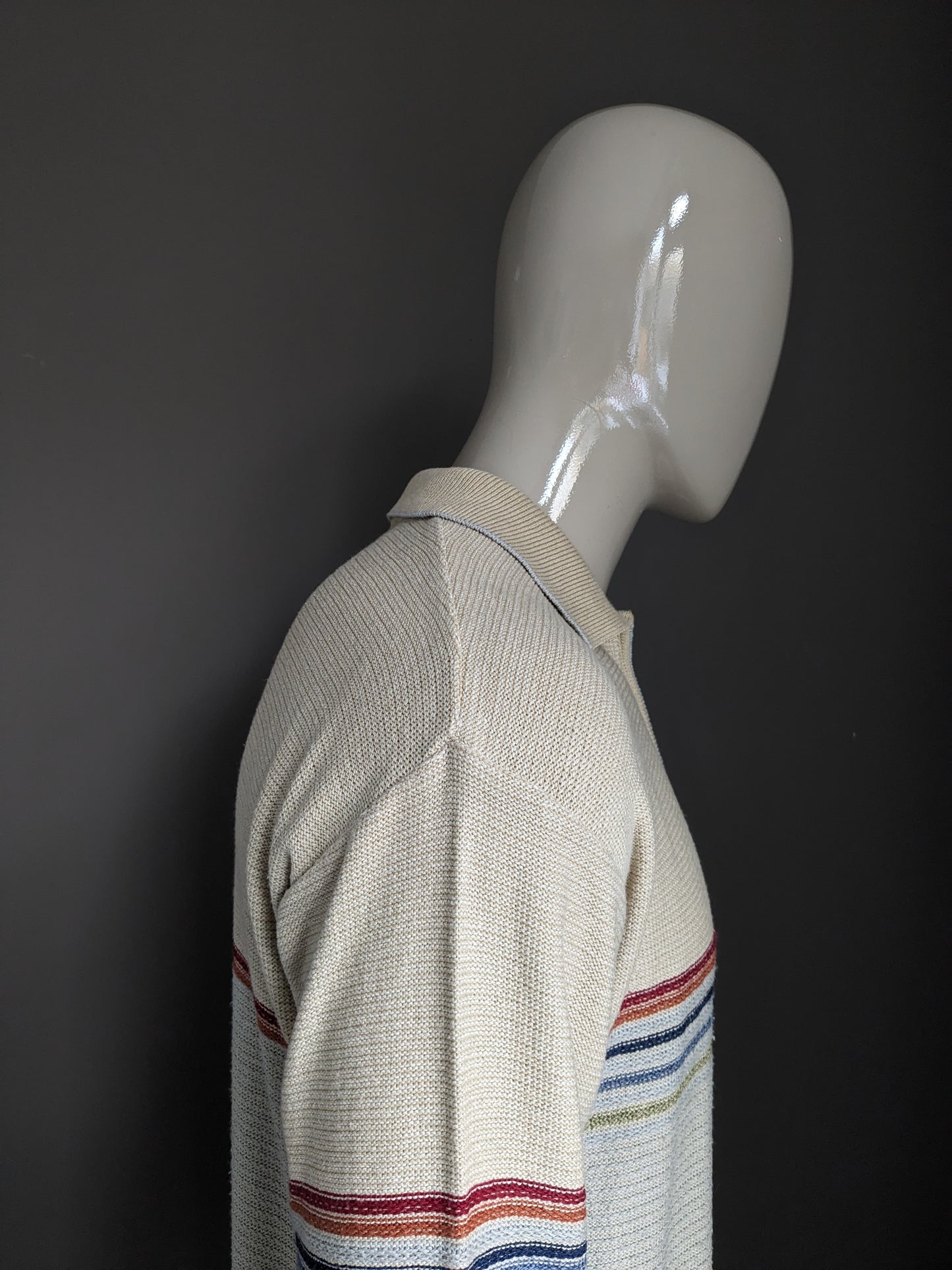 Vintage news polo sweater with zipper. Beige. Size L.