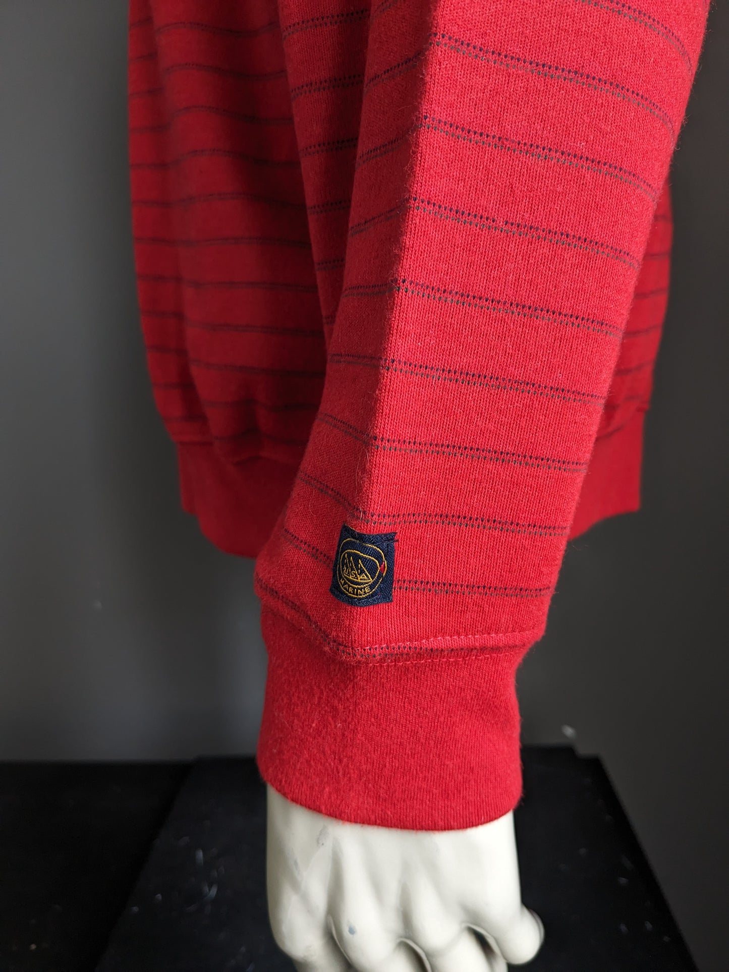 USA Marine Vintage Polo Sweater. Red blue green striped. Size XL.