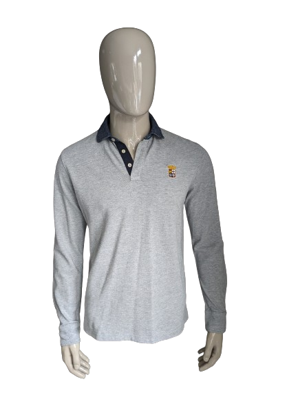 Pull polo militaire Marina. Gris mélangé. Taille L.
