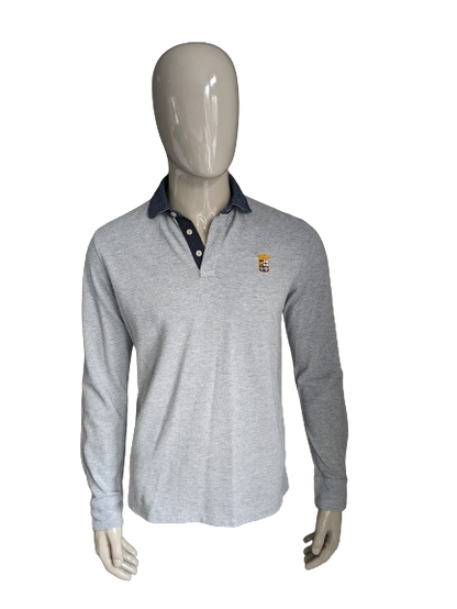 Pull polo militaire Marina. Gris mélangé. Taille L.