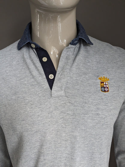 Pull polo militaire Marina. Gris mélangé. Taille L.