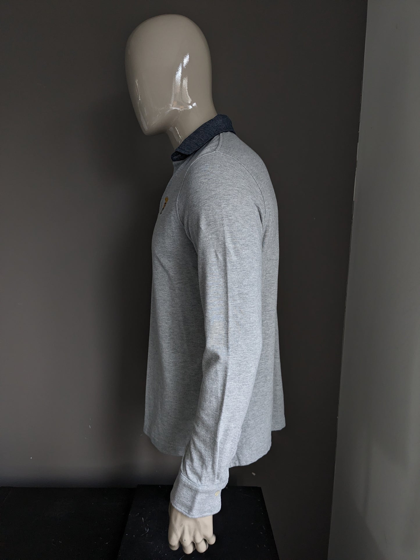 Pull polo militaire Marina. Gris mélangé. Taille L.