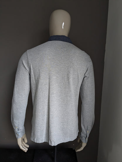 Pull polo militaire Marina. Gris mélangé. Taille L.
