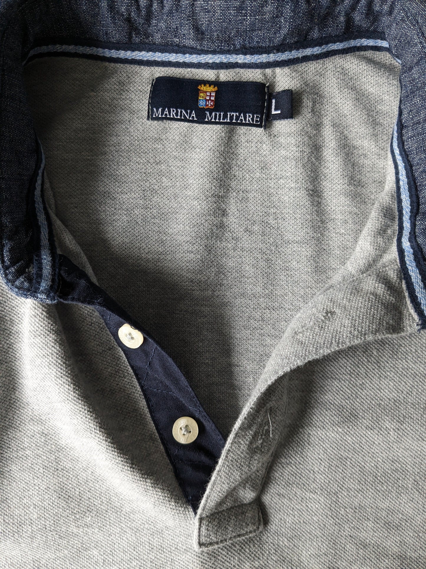 Marina Military Polo Sweater. Gray mixed. Size L.
