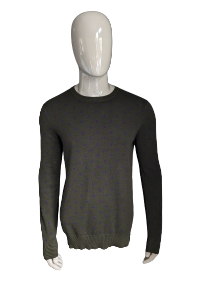 Pull Scotch & Soda. Motif pointillé vert violet. Taille M.