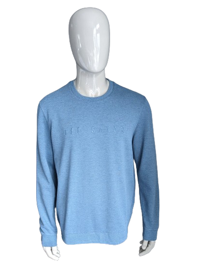 Pull décontracté Ted Baker. Motif chevrons bleus. Taille XL.