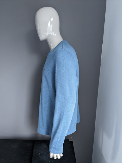Pull décontracté Ted Baker. Motif chevrons bleus. Taille XL.