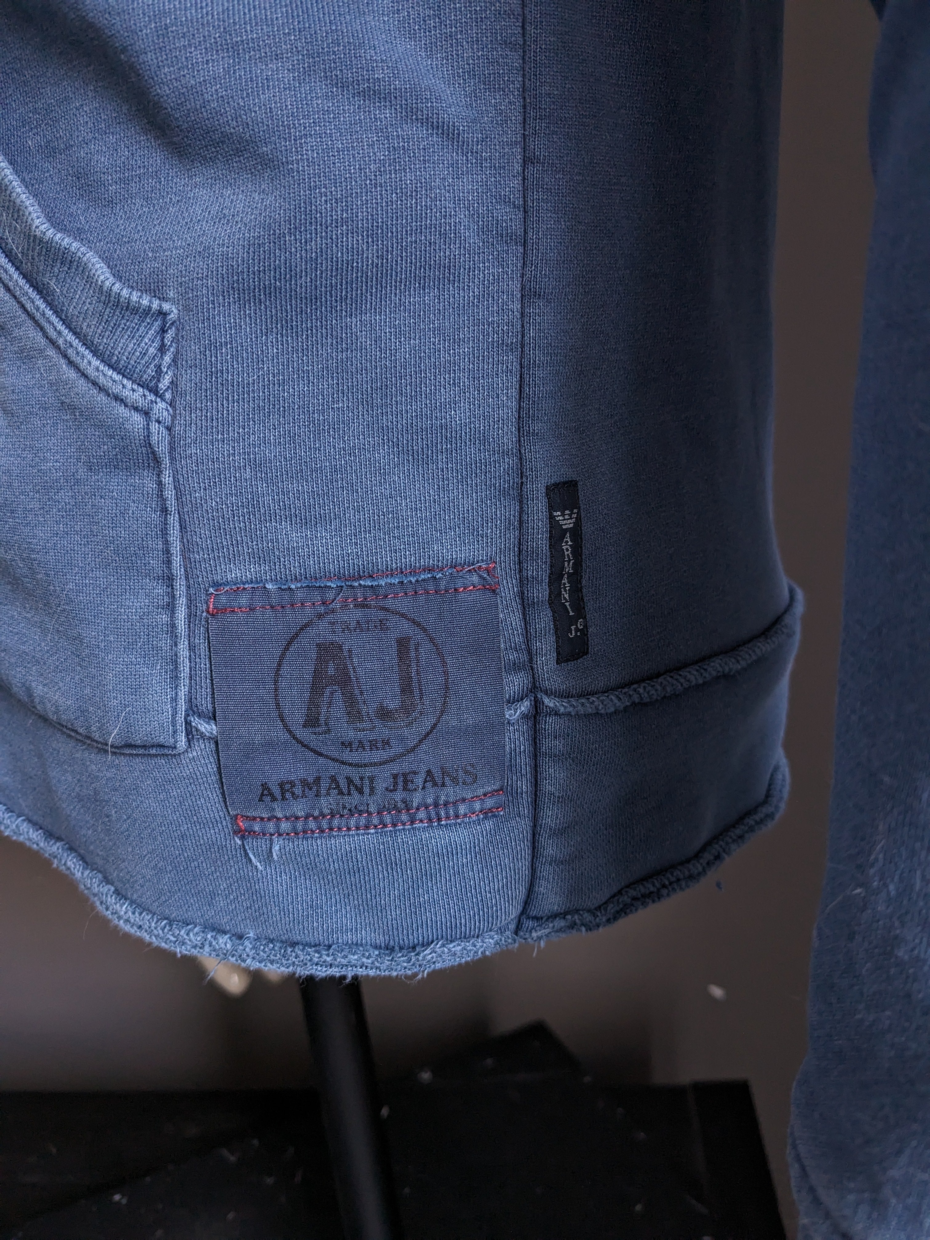 Armani Jeans cardigan with hood. Blue. Size M S
