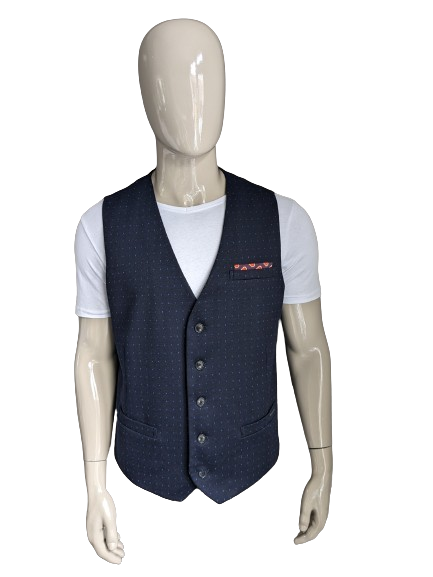 Scotch & Soda Wollen gilet. Donker Blauw motief. Maat 2XL / XXL.