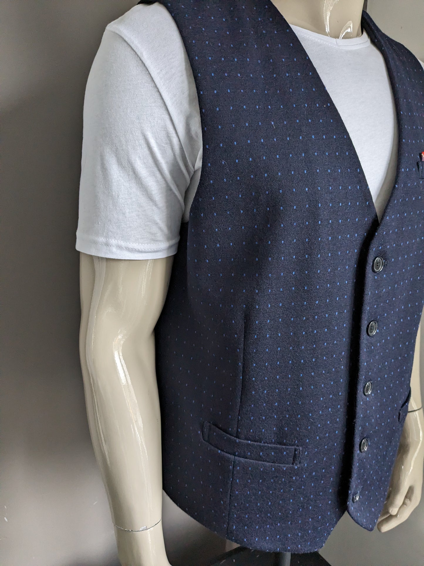Scotch & Soda woolen waistcoat. Dark blue motif. Size 2XL / XXL.