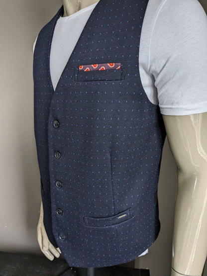 Scotch & Soda Wollen gilet. Donker Blauw motief. Maat 2XL / XXL.