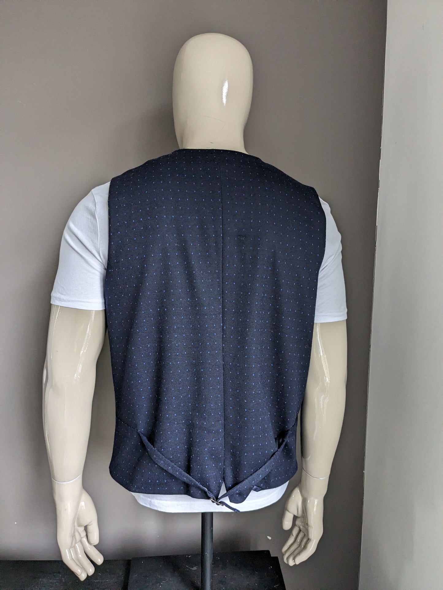 Scotch & Soda Wollen gilet. Donker Blauw motief. Maat 2XL / XXL.