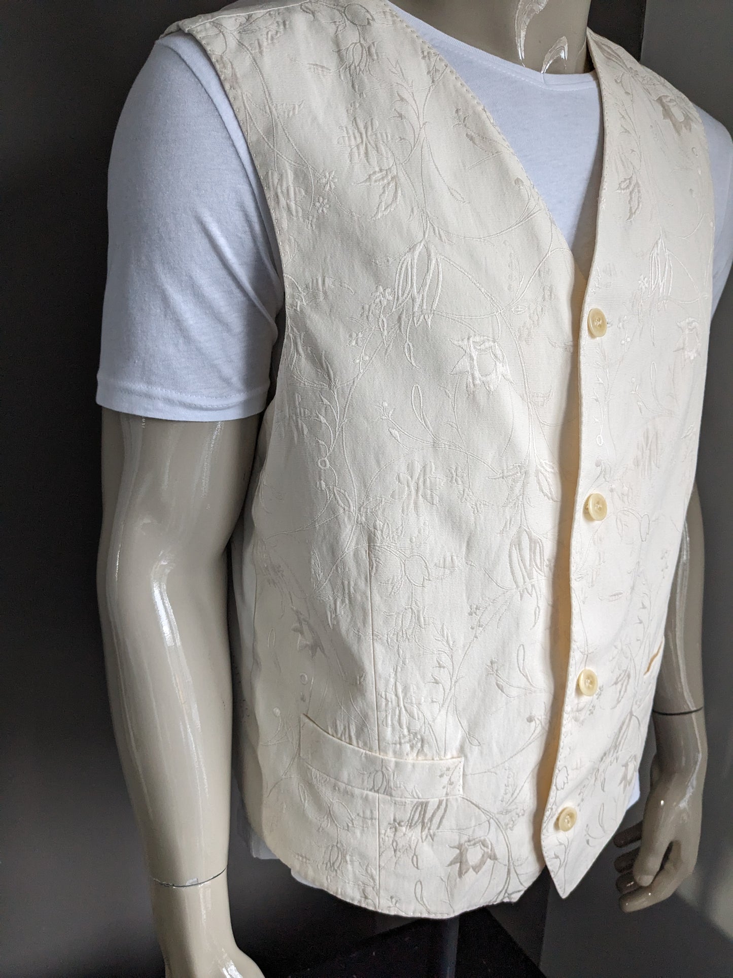 Hans Ubbink Wedding Day waistcoat. Beige floral motif. Size 56 / XL.