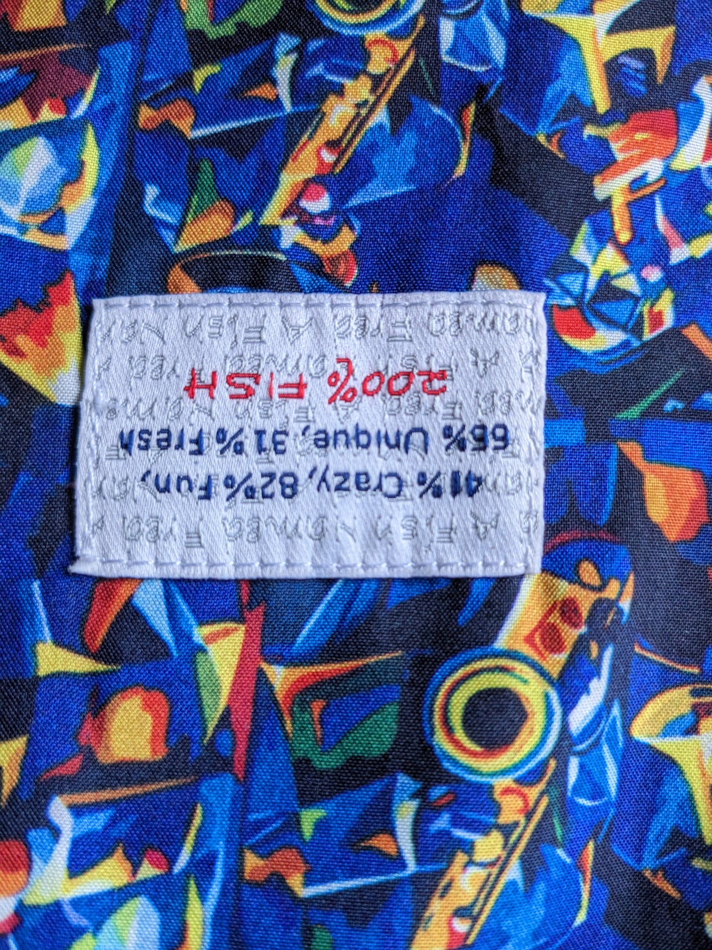 Fish named Fred gilet. Blauw Wit Bruin geruit. Maat 56 / XL.