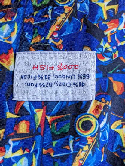 Fish named Fred gilet. Blauw Wit Bruin geruit. Maat 56 / XL.