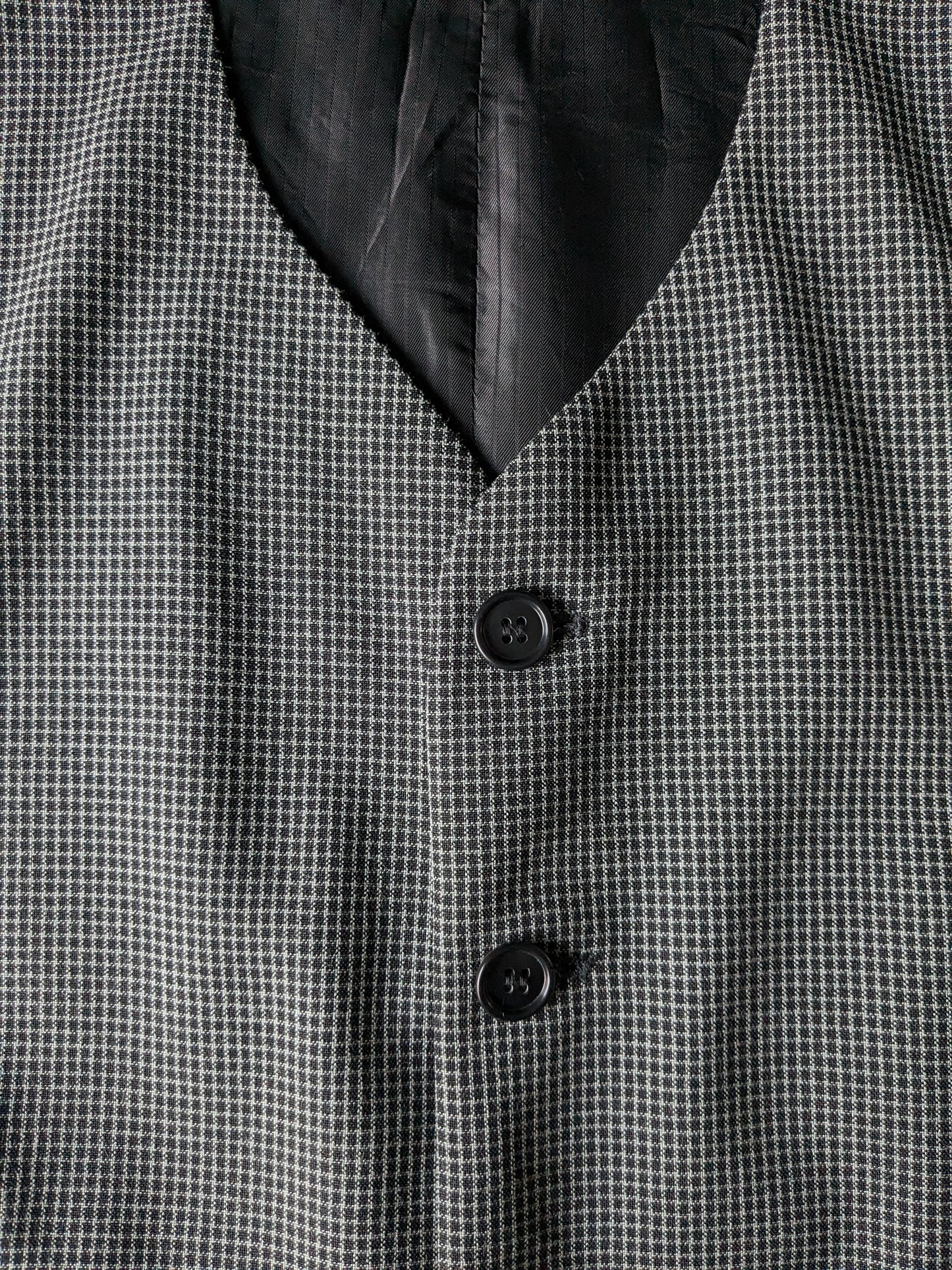Gilet Vintage Angelo Litrico. À carreaux gris noir. Taille 48 / M.
