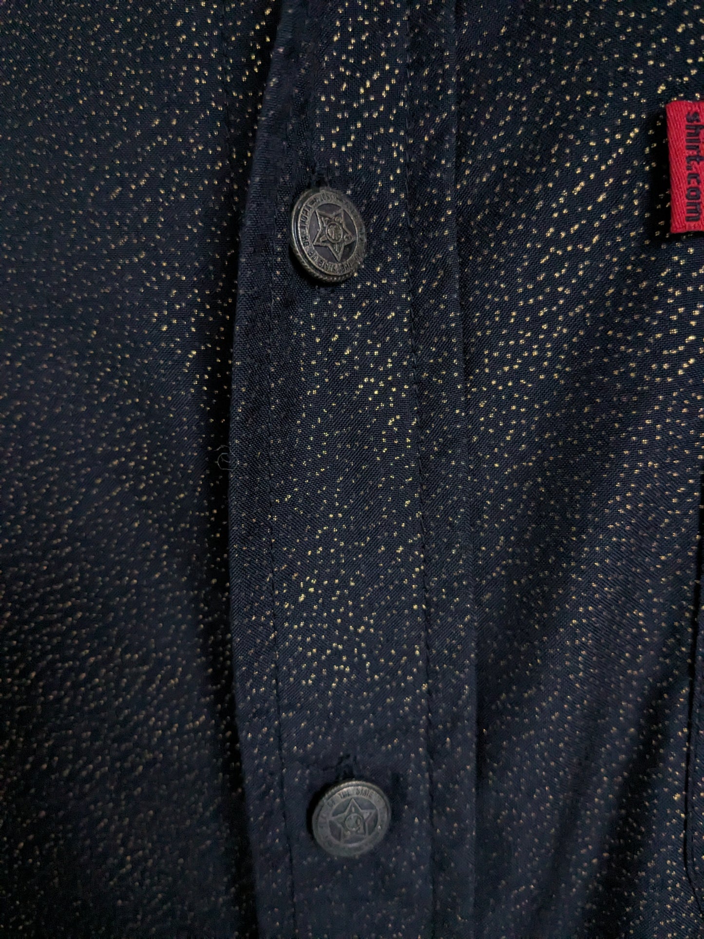 Shirt.com Shirt Short Mancheve. Gold noir - pointillé. Beaux boutons. Taille xxl / 2xl.