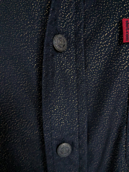 Shirt.com overhemd korte mouw. Zwart goudkleurig gestippeld. Mooie knopen. Maat XXL / 2XL.