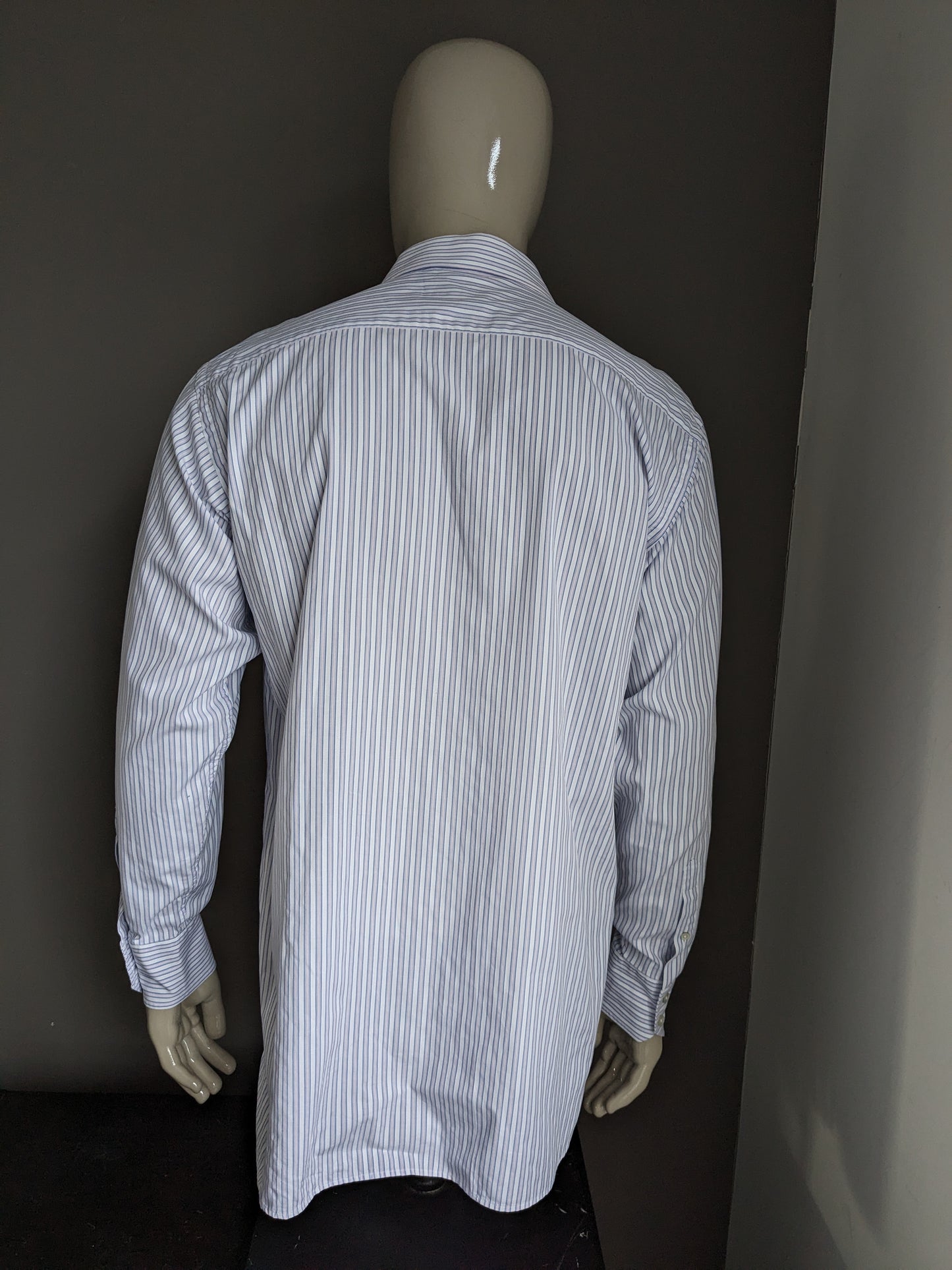 Vintage Arrow shirt. Blue pink white striped. Size XL.