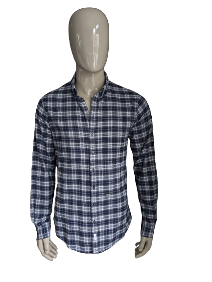 Dsquared2 Flanellhemd. Blau-Beige kariert. Größe 54 / L.