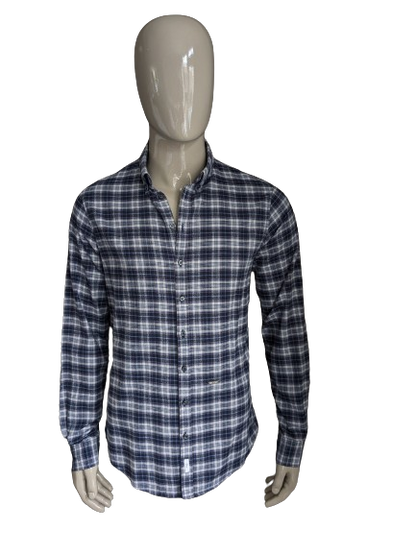 Dsquared2 Flanellhemd. Blau-Beige kariert. Größe 54 / L.