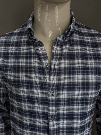 Dsquared2 Flanellhemd. Blau-Beige kariert. Größe 54 / L.