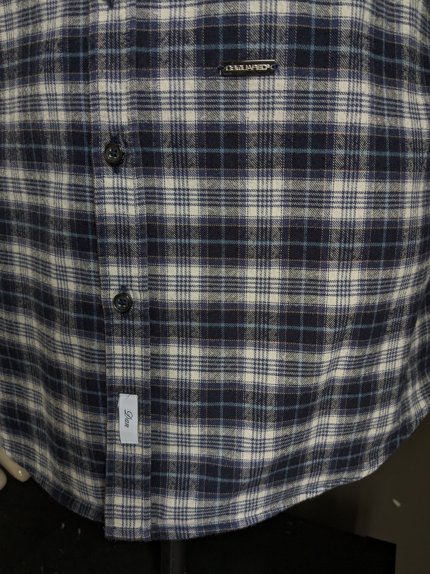 Camicia di flanella dsquared2. Checker blu beige. Taglia 54 / L.