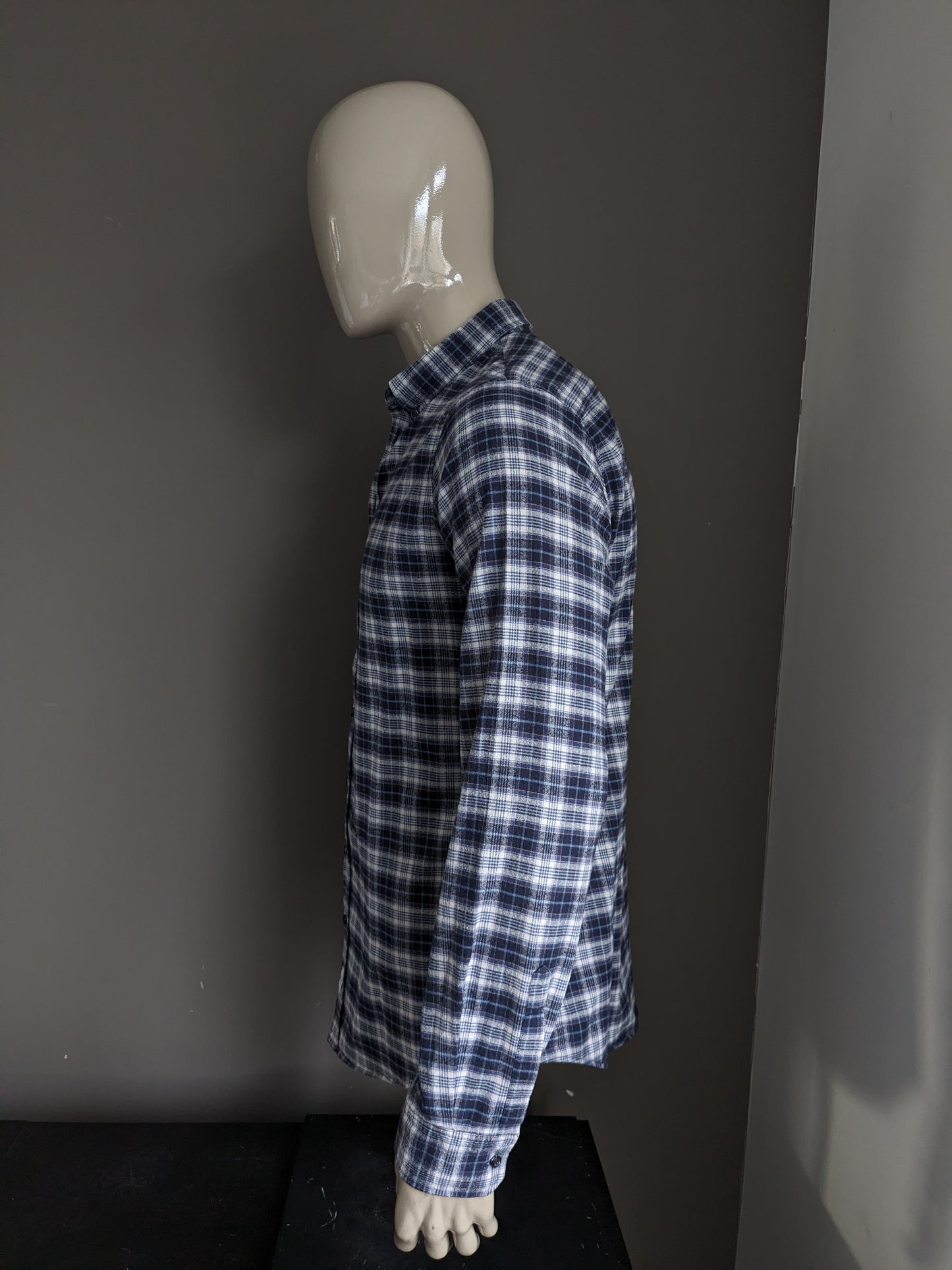 Camisa de franela DSquared2. Verificador de color beige azul. Tamaño 54 / L.