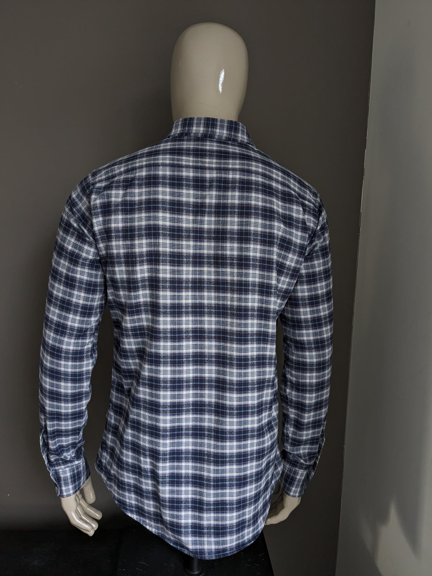 Dsquared2 Flanellhemd. Blau-Beige kariert. Größe 54 / L.