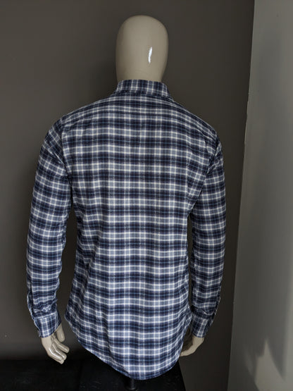 Dsquared2 Flanellhemd. Blau-Beige kariert. Größe 54 / L.