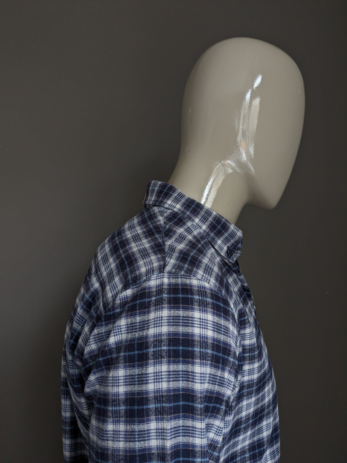 Dsquared2 Flanellhemd. Blau-Beige kariert. Größe 54 / L.