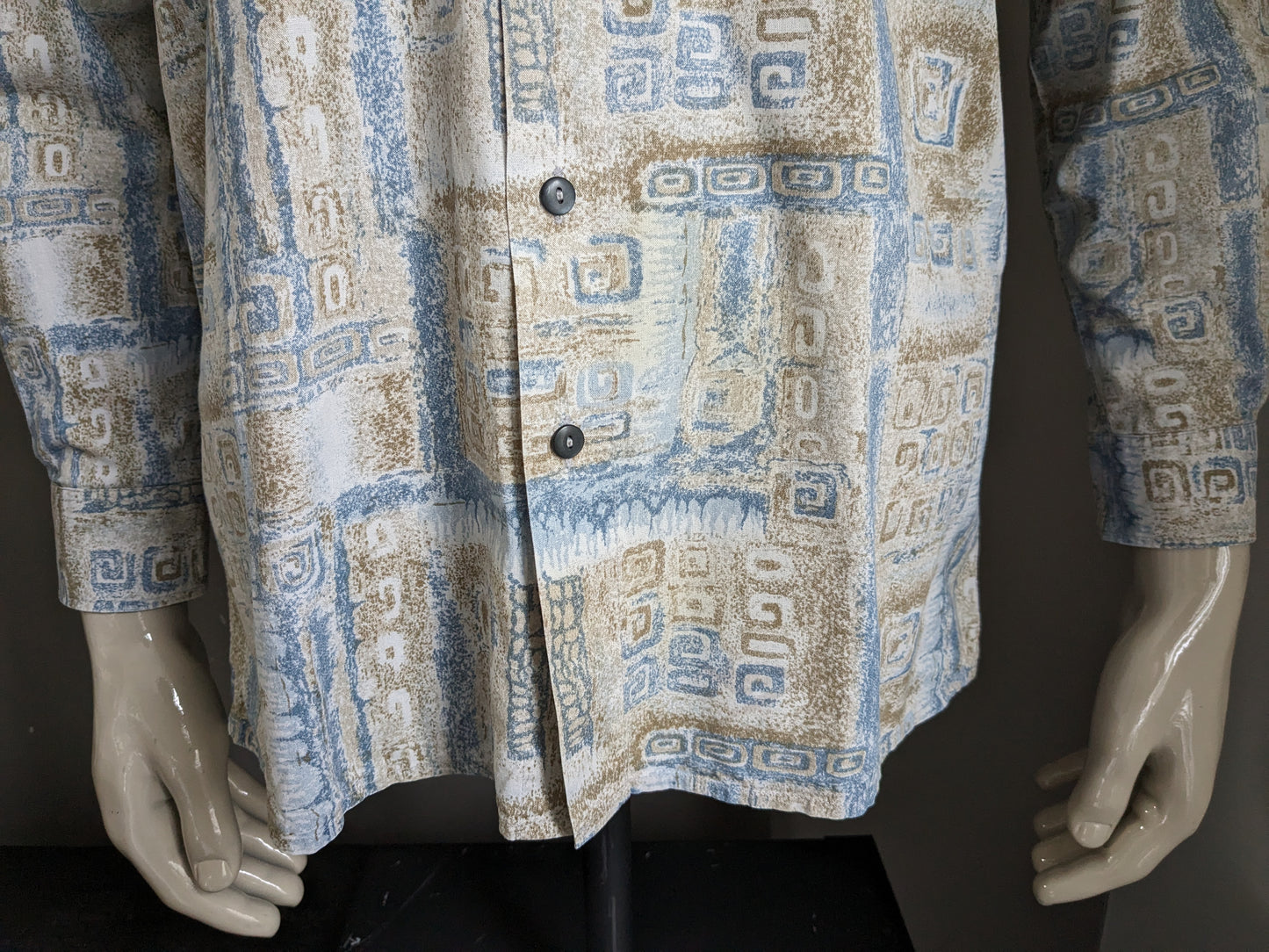 Vintage C & A 90er Hemd. Grüner Blaudruck. Größe M.
