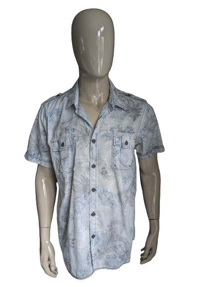 Philip Russel short sleeve shirt. Blue gray print. Size XL.